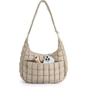 Quilted Puffy Crossbody Bag Women Small Shoulder Handbag Soft Fluffy Daily Use